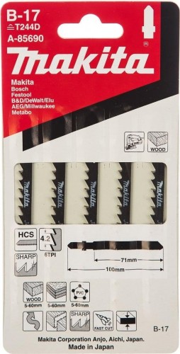 Пилки по дереву MAKITA A-85690 в-17, 5 шт.