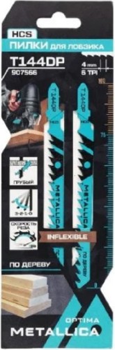 Пилки по дереву METALLICA Optima T144DP 100/75мм шаг 4мм, HCS толст., прям. рез, 2шт 907566