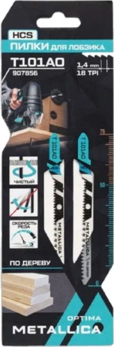 Пилки по дереву METALLICA Optima T101AO 75/50мм шаг 1,4мм, HCS крив. чистый рез, 2шт 907856