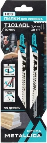 Пилки по дереву METALLICA Optima T101AOL 100/75мм шаг 1,4мм, HCS крив. чистый рез, 2шт 907870