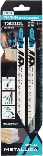 Пилки по дереву METALLICA Optima T301DL 132/110мм шаг 4мм, HCS быстрый рез, 2шт 907634