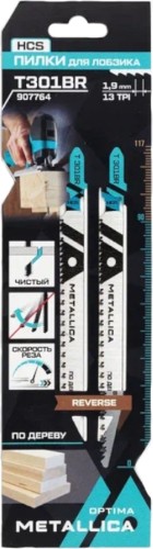 Пилки по дереву METALLICA Optima T301BR 117/90мм шаг 1,9мм, HCS обрат/зуб, чист. рез, 2шт 907764