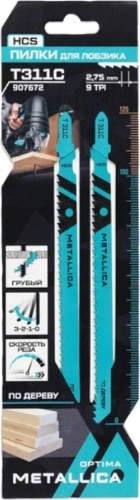 Пилки по дереву METALLICA Optima T311C 125/100мм шаг 2,75мм, HCS грубый рез, 2шт 907672