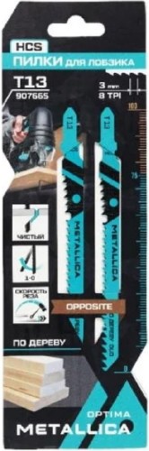 Пилки по дереву METALLICA Optima T13 105/75мм шаг 3мм, HCS встреч/зуб, быстр. рез, 2шт 907665