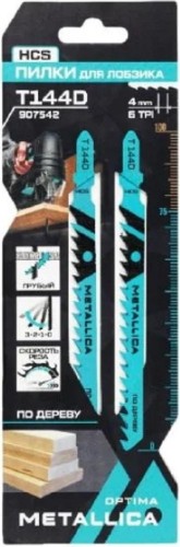 Пилки по дереву METALLICA Optima T144D 100/75мм шаг 4мм, HCS грубый рез, 2шт 907542