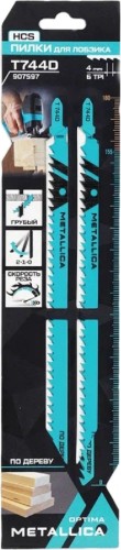 Пилки по дереву METALLICA Optima T744D 180/155мм шаг 4мм, HCS грубый рез, 2шт 907597