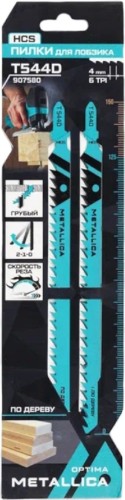 Пилки по дереву METALLICA Optima T544D 150/125мм шаг 4мм, HCS грубый рез, 2шт 907580