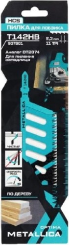 Пилки по дереву METALLICA Optima T142HB 112/75мм шаг 2,3мм, HCS яп/зуб, прям. рез, 1шт 907801