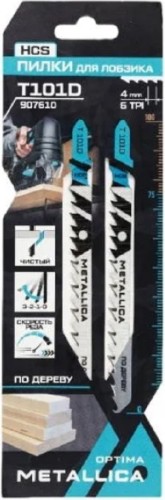 Пилки по дереву METALLICA Optima T101D 100/75мм шаг 4мм, HCS быстрый рез, 2шт 907610