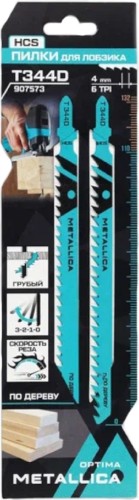 Пилки по дереву METALLICA Optima T344D 132/110мм шаг 4мм, HCS грубый рез, 2шт 907573