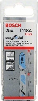 Пилки по металлу BOSCH T118А HSS (25шт.) Basic for Metal 2608638470 - изображение 2