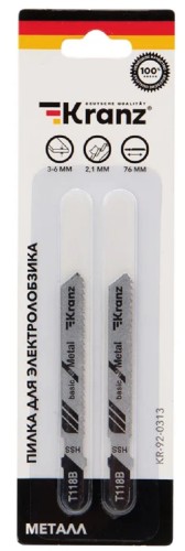 Пилки по металлу Kranz KR-92-0313 T118B 76 мм (2 шт./уп.) - изображение 2