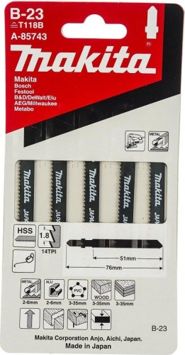 Пилки по металлу MAKITA A-85743 в-23, 5 шт. - изображение 2