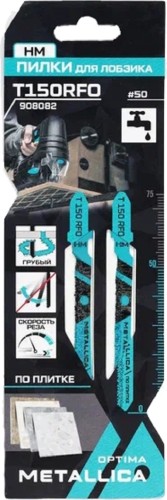 Пилки по плитке METALLICA Optima T150RFO 75/50мм, HM тв/спл. зерно, крив. рез, 2шт 908082