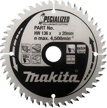 Пильный диск MAKITA 136х 48тх20 ламинат (SPECIALIZED)  B-31186 B-31186