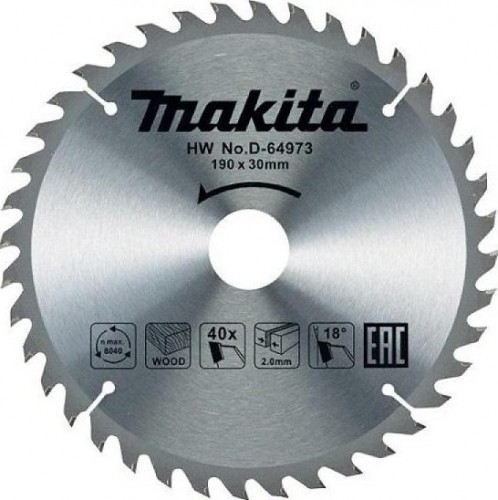 Пильный диск MAKITA 190х 40тх30 дерево  (D-64973) STANDARD D-64973