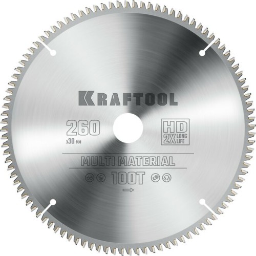Пильный диск по алюминию KRAFTOOL Multi Material 260х30мм 100т 36953-260-30