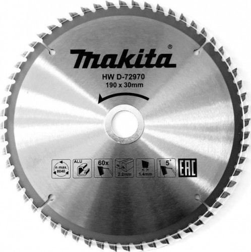 Пильный диск по алюминию MAKITA D-72970 190x30/20x1.4x60t