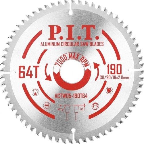 Пильный диск по алюминию P.I.T. ACTW05-180T56 180x20/16x1,6 мм