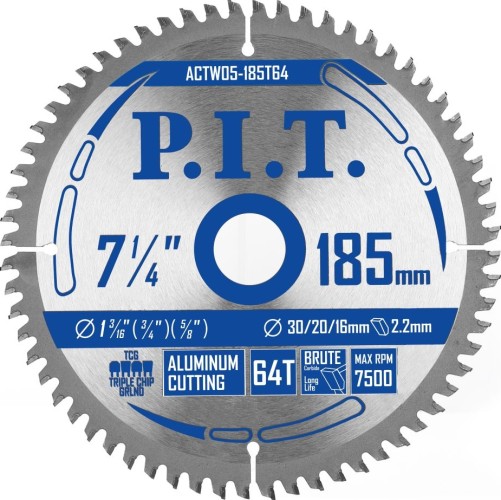Пильный диск по алюминию P.I.T. ACTW05-185T64 185x30/20/16x2 мм