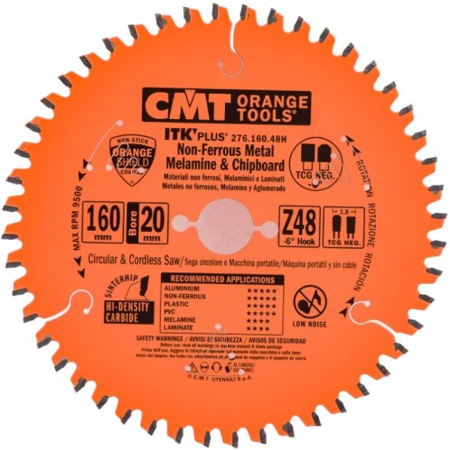 Пильный диск по алюминию СМТ 160x1.8/1.2x20Z48T CGNEG-6° 276.160.48H