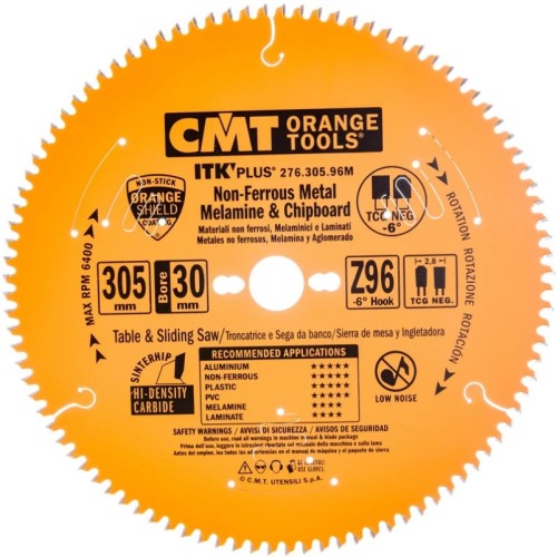 Пильный диск по алюминию СМТ 305x2.8/2.0x30Z96T CGNEG-6° 276.305.96M