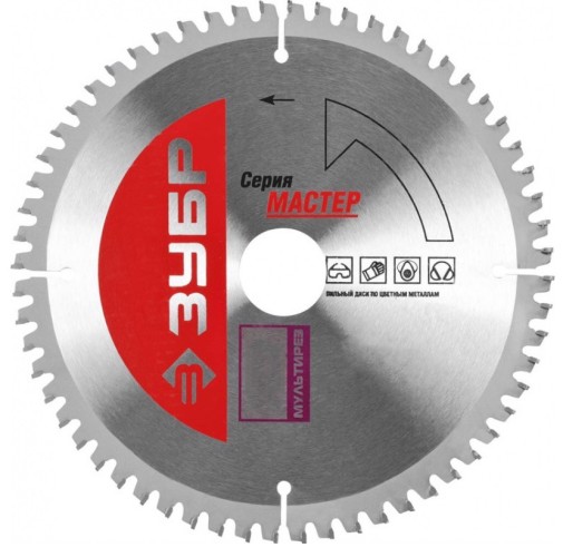 Пильный диск по алюминию ЗУБР Универсальный рез 190x30/20мм 60т 36916-190-30-60_z01