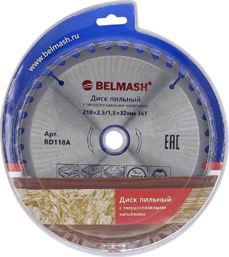 Пильный диск по дереву BELMASH RD118A 210x2,5/1,5x32/30; 36T
