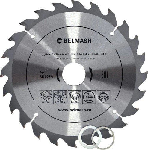 Пильный диск по дереву BELMASH RD107A 190×1,6/1,4×30/25,4/22,2 24T