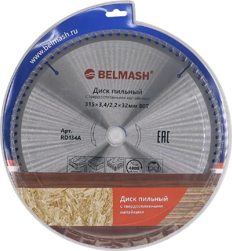 Пильный диск по дереву BELMASH RD134A 315x3,4/2,2x32/30; 80T