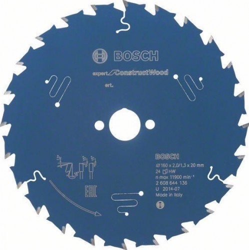 Пильный диск по дереву BOSCH 160х24х20 мм  Expert for Construct Wood 2608644136