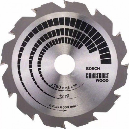 Пильный диск по дереву BOSCH 190х12х30/12 Construct Wood ood  2608640633