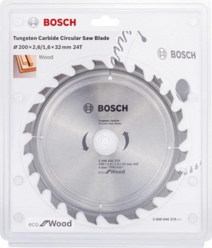 Пильный диск по дереву BOSCH ECO WOOD 200x32-24T 2608644379 - изображение 2