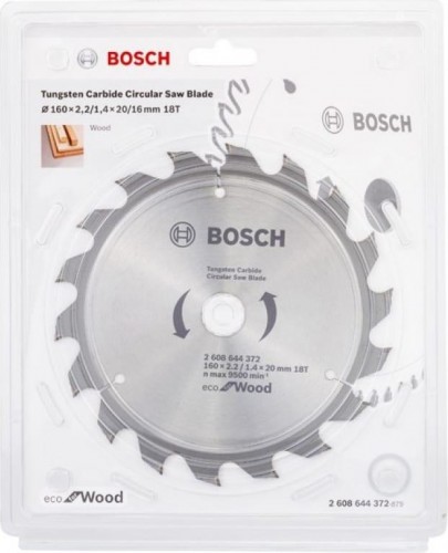 Пильный диск по дереву BOSCH ECO WOOD 160x20/16-18T 2608644372 - изображение 2