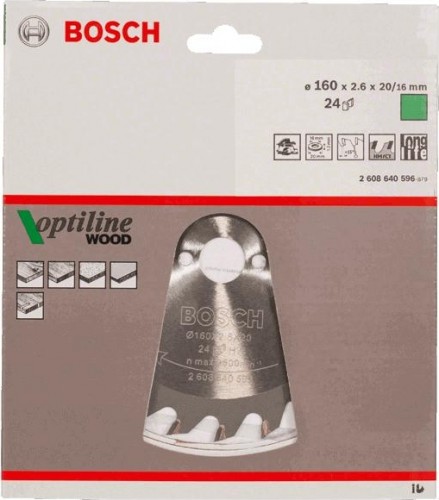 Пильный диск по дереву BOSCH Standard 160Х20 24 OPTILINE WOOD 2608640596 - изображение 2