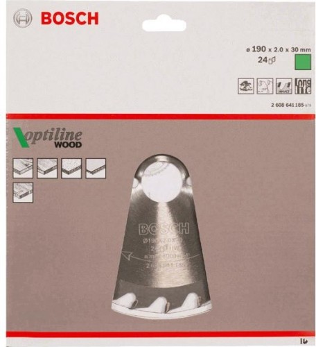 Пильный диск по дереву BOSCH Standard 190Х30 24 OPTILINE WOOD 2608641185 - изображение 2