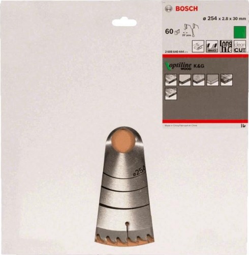 Пильный диск по дереву BOSCH Standard 254Х30 60 OPTILINE WOOD GCM 10 2608640444 - изображение 2
