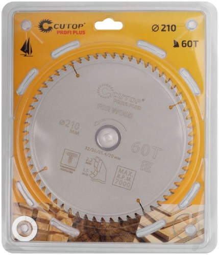 Пильный диск по дереву Cutop Profi plus 60Т, 210х1,5/2,2х32/30/25,4/20 мм с тефлоновым пок 75-21060Т - изображение 2