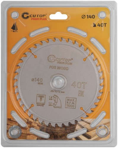 Пильный диск по дереву Cutop Profi plus 40Т, 140х1,2/1,8х20/16/12 мм с тефлоновым покрытие 75-14040Т - изображение 2