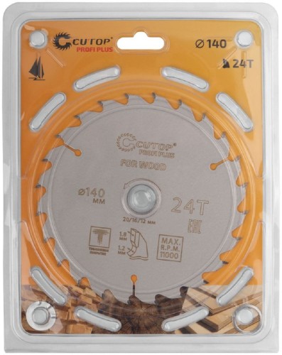 Пильный диск по дереву Cutop Profi plus 24Т, 140х1,2/1,8х20/16/12 мм с тефлоновым покрытие 75-14024Т - изображение 2