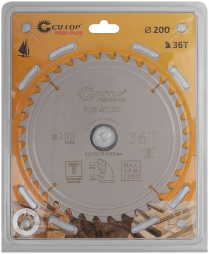 Пильный диск по дереву Cutop Profi plus 36Т, 200х1,5/2,2х32/30/25,4/20 мм с тефлоновым пок 75-20036Т - изображение 2