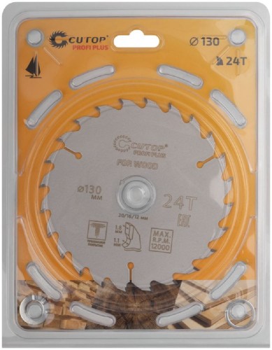 Пильный диск по дереву Cutop Profi plus 24Т, 130х1,1/1,8х20/16/12 мм с тефлоновым покрытие 75-13024Т - изображение 2