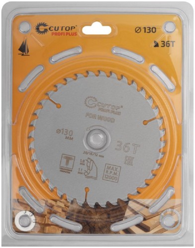 Пильный диск по дереву Cutop Profi plus 36Т, 130х1,1/1,8х20/16/12 мм с тефлоновым покрытие 75-13036Т - изображение 2