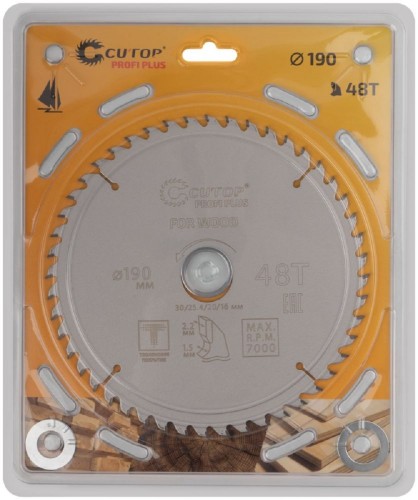 Пильный диск по дереву Cutop Profi plus 48Т, 190х1,5/2,2х30/25,4/20/16 мм с тефлоновым пок 75-19048Т - изображение 2