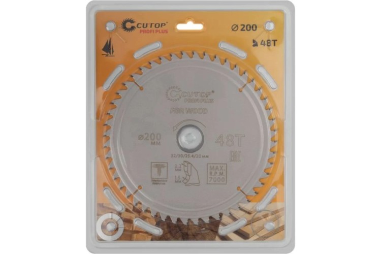 Пильный диск по дереву Cutop Profi plus 48Т, 200х1,5/2,2х32/30/25,4/20 мм с тефлоновым пок 75-20048Т - изображение 2