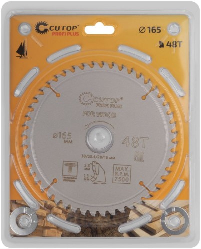 Пильный диск по дереву Cutop Profi plus 48Т, 165х1,3/2,0х30/25,4/20/16 мм с тефлоновым пок 75-16548Т - изображение 2