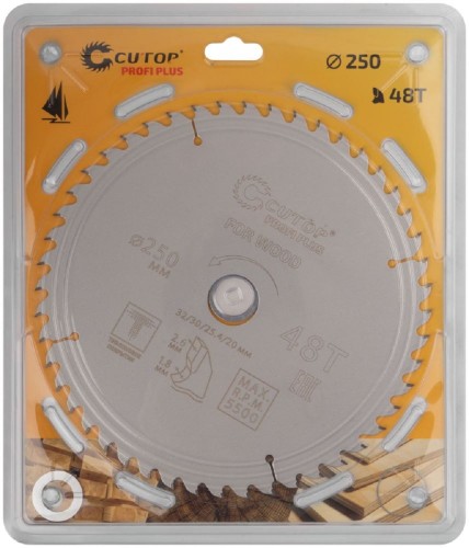 Пильный диск по дереву Cutop Profi plus 48Т, 250х1,8/2,6х32/30/25,4/20 мм с тефлоновым пок 75-25048Т - изображение 2