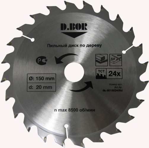 Пильный диск по дереву D.BOR 160х24тх20/16 D-9K-801602405D