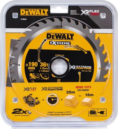 Пильный диск по дереву DeWALT 190х36тх30 мм FLEX VOLT DT99563-QZ DT99563-QZ - изображение 2