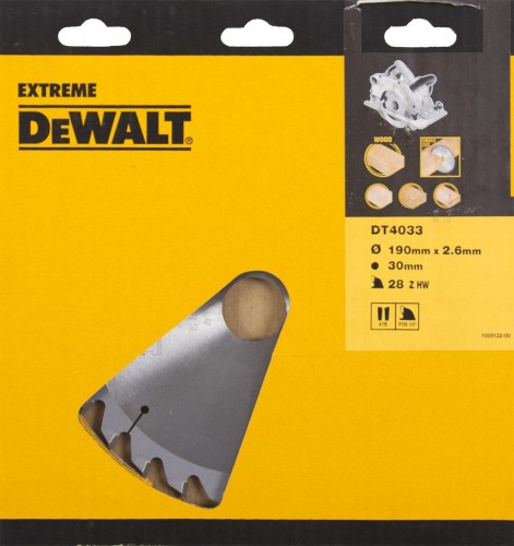 Пильный диск по дереву DeWALT 190х28тх30 мм. Extreme DT4033-QZ DT4033-QZ